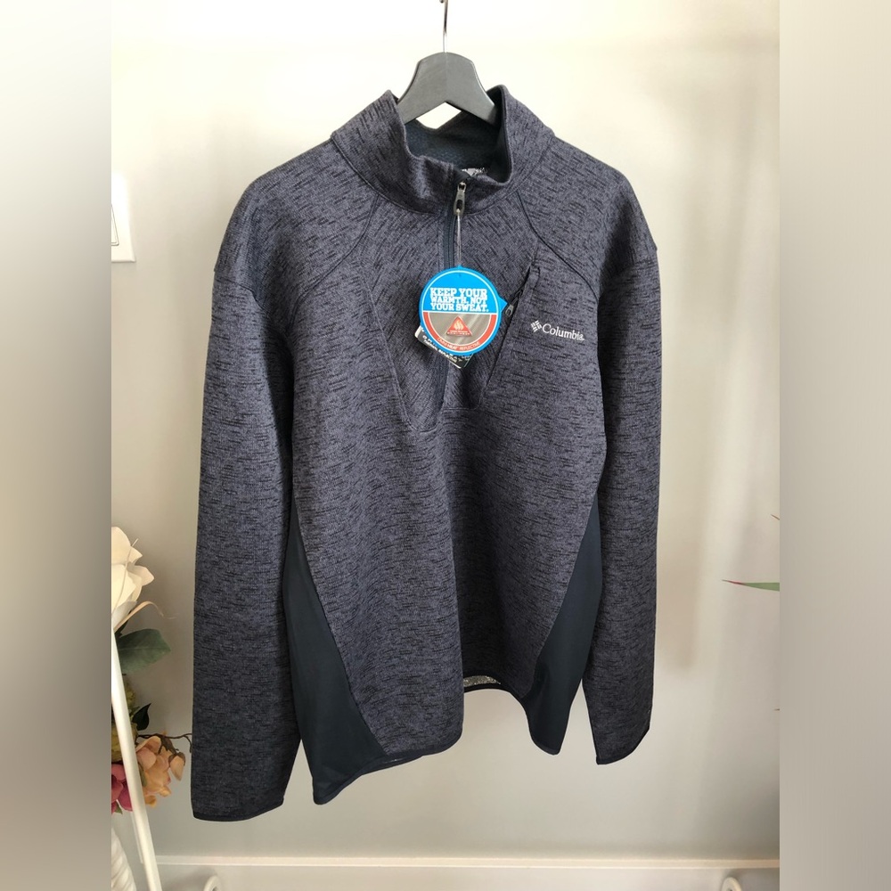 Men’s Columbia Navy Heathered Half-Zip Pullover